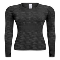 Rejlun Women Workout Top Solid Color Yoga T-majice Dugi rukav Tee Slim bluza Comfy Sportska majica Tamno