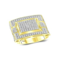 10kt žuto zlato mens okrugli dijamantski kvadratni prsten CTTW