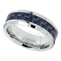 Tungsten karbidni prsten - polirani komforni fit učvršćen rub Tungsten Vjenčani pojas sa plavim i crnim