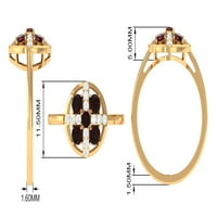 Jewels Rosec - CT prirodni grančani prsten sa moissinite, Crveni granetski fini prsten u zlatu za žene,
