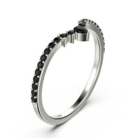 Vjenčani opseg 0,28ct kruška i okrugli rez crni dijamantni moissanitni prsten 10k bijelo zlato