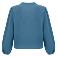 Beiwei Dame košulje s dugim rukavima V Vreći za izrez Elegantna tunika košulja Žene Solid Color Comfy