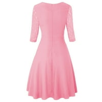 Bazyrey ženske pune ljetne haljine pamučne ležerne kratkih rukava trendi a-line haljine ružičaste l
