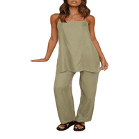 Ženska odjeća za salon za salon Strappy Side Split Cink Rezervoar vrhunske hlače sa širokim strukom