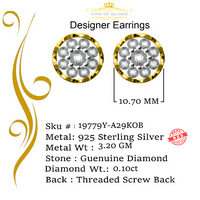 Sterling srebrni kralj Bling-a od 0,10ct dijamant za muškarce i ženske cvjetne minđuše