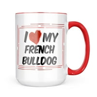 Neonblond I Love Moj francuski buldog iz Engleske, Francuska šalica za ljubitelje čaja za kavu