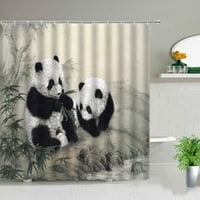 Kina Cartoon Cute Panda Tuš za tuširanje Lijepa životinja 3D štamparija Zavjese za kupanje Dečija dječja