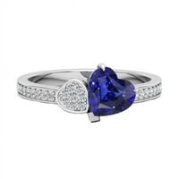 Heart Blue Sapphire 2. CT Diamonds Gemstone prsten, bijelo zlato - veličina 6.5