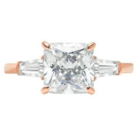 CT briljantan Asscher Cleani simulirani dijamant 18k Rose Gold Trokratni prsten SZ 5.25