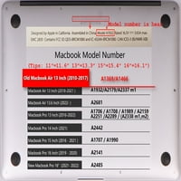 Poklopac tvrdo zaštitne školjke Kompatibilni MacBook Air s bez dodira Nema USB-C Model kabela: A & A1466
