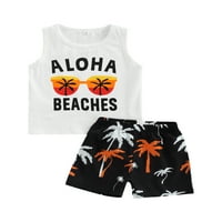 Lieramram Baby Boy Summer Seaside Meseci odjeće 2T 3T 4T 5T prsluk bez rukava + tiskani visoki stručni