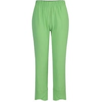 Lounge hlače Žene Ljetne casual labave pamučne i posteljine vezene hlače široke noge zeleno m