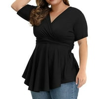 Mchoice Plus Veličina veličine za žene nagnuto košulju s rukavima s kratkim rukavima V-izrez labava