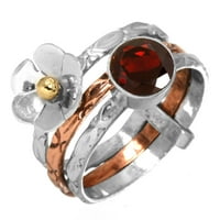 Garnet prsten sterling srebrna dva tona za žene nakit