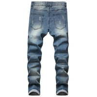 Teretne pantalone za muškarce muške casual jesenski traper pamuk ravne rupe rupe rupe Jeans Hlače pune