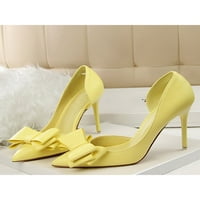 Gomelly Women visoke potpetice Stiletto pete d'Orsay pumpe klizanje na pumpu Diwer haljina cipele Vjenčanje žuta 6