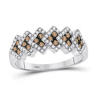 10k bijelo zlato okruglo smeđe dijamantski modni prsten modni prsten CTTW