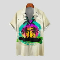 Havajska majica za muškarce Funky casual gumb dolje tropsko palminsko stablo zalazak sunca Ispis kratkih