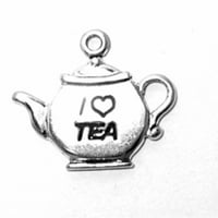 Sterling srebrna 8 šarm narukvica sa pričvršćenim i srčanim čajem čaj za čaj riječ šarm
