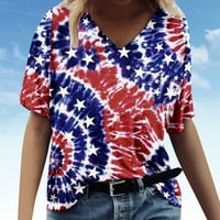 USA zastava V-izrez majica za žene kratki rukav u nevoljim američkim zastavama Grafičke zalihe 4. jula Patriotski vrhovi S, M, L, XL, XXL