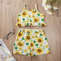 Toddler Baby Kids Girls Suncokretorni print Gallus Top + Cvjetne kratke hlače postavlja čišćenje