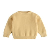 Toddler Baby Girl Boys džemper okrugli vrat dugih rukava bombona boja pleteni pulover vrhovi jesenski