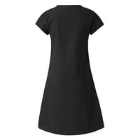 Pamučne haljine za žene Žene Ljeto stil V-izrezane haljine kratkih rukava Dame haljina crna xl