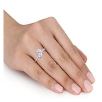 2. Carat Solitaire ovalni sintetički moissitni zaručnički prsten u 14k bijelo zlato s dijamantima karata