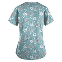 Cleance Plus Veličina vrhova V-izrezane bluze Casual Women Bluzes Kratki rukav moda, plava, 4xl