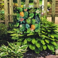 Zeleni uzorak Havajski ananas tropski dlan lišće i cvijeće lišće voćne bašte zastava ukrasna zastava