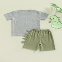 Wdehow Toddler Boys Ljetni odjevnici, kratki rukav Dinosaur Print majice + set kratkih hlača