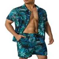 Muške havajske kratke hlače niz majicu s kratkim rukavima + hlače od plaže