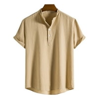 HFYIHGF muške košulje Stripe postolje COLLAR Ležerne prilike Labavi veliki majica s kratkim rukavima