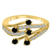 Aonejewelry 0,55ct. TTW prekrasan crni dijamantni prsten u 14K žutom zlatu