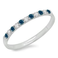 Dazzlingrock kolekcija 0. Carat 10k okrugli plavi i bijeli dijamantski ženski vjenčani band ct, bijelo