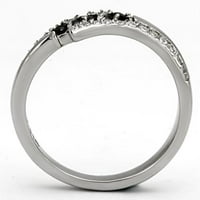Luxe nakit dizajnira ženski prsten od nehrđajućeg čelika sa crnim dijamantskim kubičnim cirkonijom -