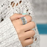 Wozhidaoke prstenovi za žene Vintage cvjetni insekt Rotirajuća ručna nakita Srebrni vintage prsten rođendanski