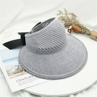 Sunčani šeširi Sklopivi široki slama šeširi za žene za žene, luk na plaži ljeto siva jedna veličina