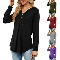 Ženski duksevi V izrez majica Žene Mekani odmor Ljetni vrhovi s dugim rukavima s kapuljačom