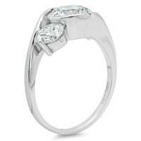 3. CT sjajan okrugli rez Clear Simulirani dijamant 18k bijelo zlato Trobotan prsten s 6,75