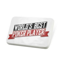 Porcelein Pin Worlds Best Poker Player Lapel Značka - Neonblond
