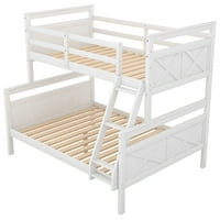 Livspace Wood Twin preko dva kreveta na dva kreveta sa dvorištem sa stepenicama za dječju sobu, bijela