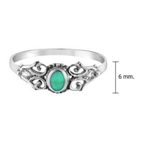 AERAVIDA bezvremenska vintaža Zelena zelena tirkizna sterlića srebrna prsten za princeze za žensko rođendan