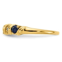 Čvrsta 14k žuto zlato safir plavi rujan dragi dijamantni angažman prsten veličine 5