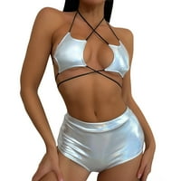 Ženski Split Swimsuit Star Sequin Silver vrat kaiklini kupaći kostim