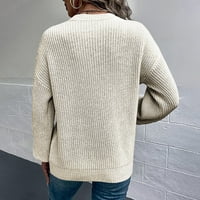 Holloyiver ženske pletene usjeve modne žene Solid Boja dugih rukava polica okrugli vrat casual džemper