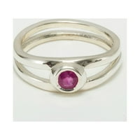 Sterling srebrni prirodni rubin ženski prsten pasijansa - veličina 7.5