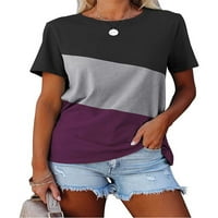 Ženska boja Blok okrugli vrat kratki rukav majica Tunički pulover vrhove