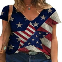 Enjiwell Womens Casual Labava majica USA zastava Ispis TEE kratkih rukava