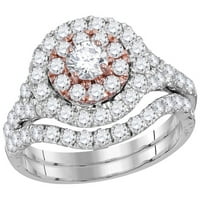 Ženska puna puna 14kt dvotonski zlatni okrugli dijamantni bridalni vjenčani prsten set CTTW Veličina